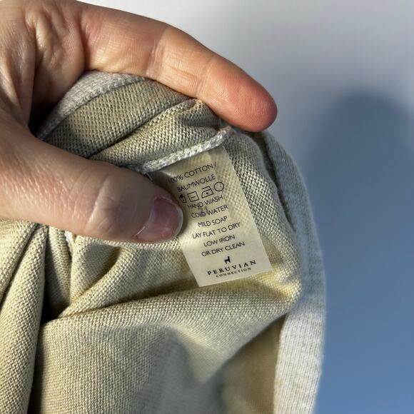 Peruvian Connection Cotton Knit Midi Skirt Women's Small Cream Side Slit - Picture 7 of 8